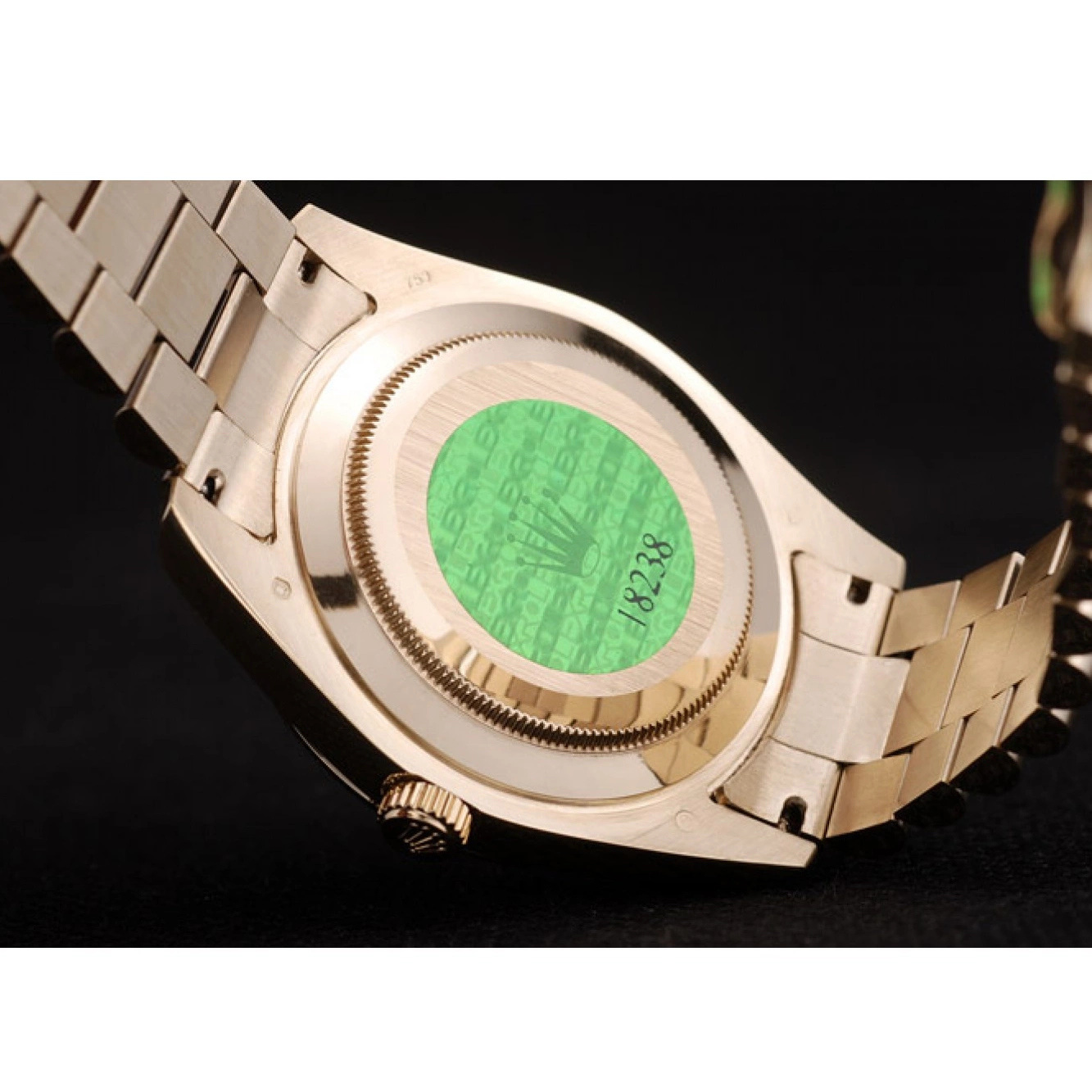 Good copy rolex watches Stainless Steel Gold Rolex Dial Patterned Black DayDate Strap 41980 0815